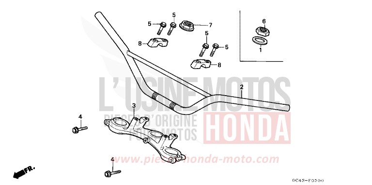 ROHRGRIFF/OBERE BRUECKE von CR80R "große Räder" FLASH RED (R119) von 1985